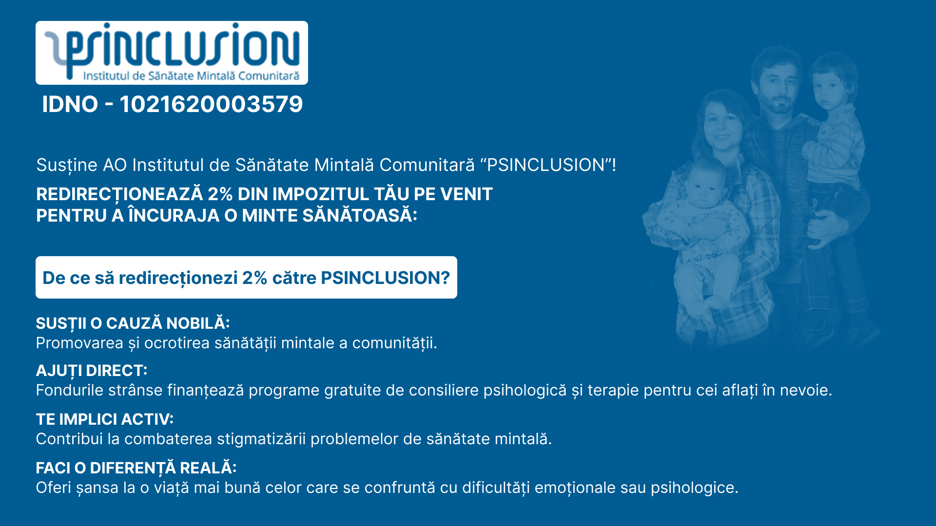 Redirecționează 2% din impozitul tău pe venit pentru a încuraja o minte sănătoasă!
